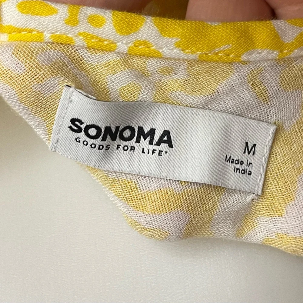 Yellow sonoma midi dress size medium new flowy v- neck - Picture 6 of 7